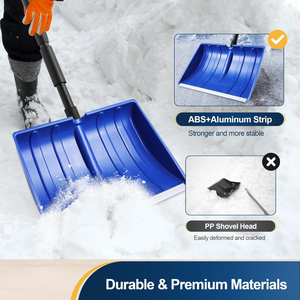 Ergonomic Snow Remover with Adjustable Grip and Extra-Wide Blade