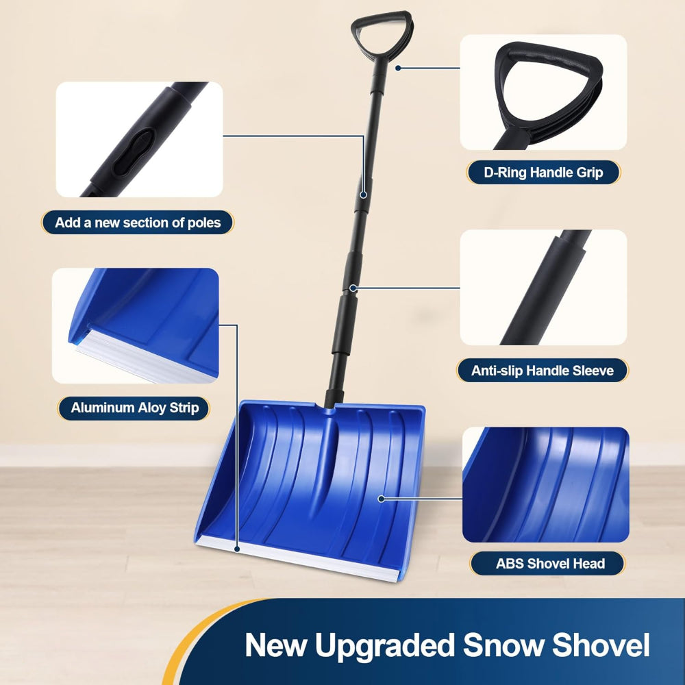 Ergonomic Snow Remover with Adjustable Grip and Extra-Wide Blade