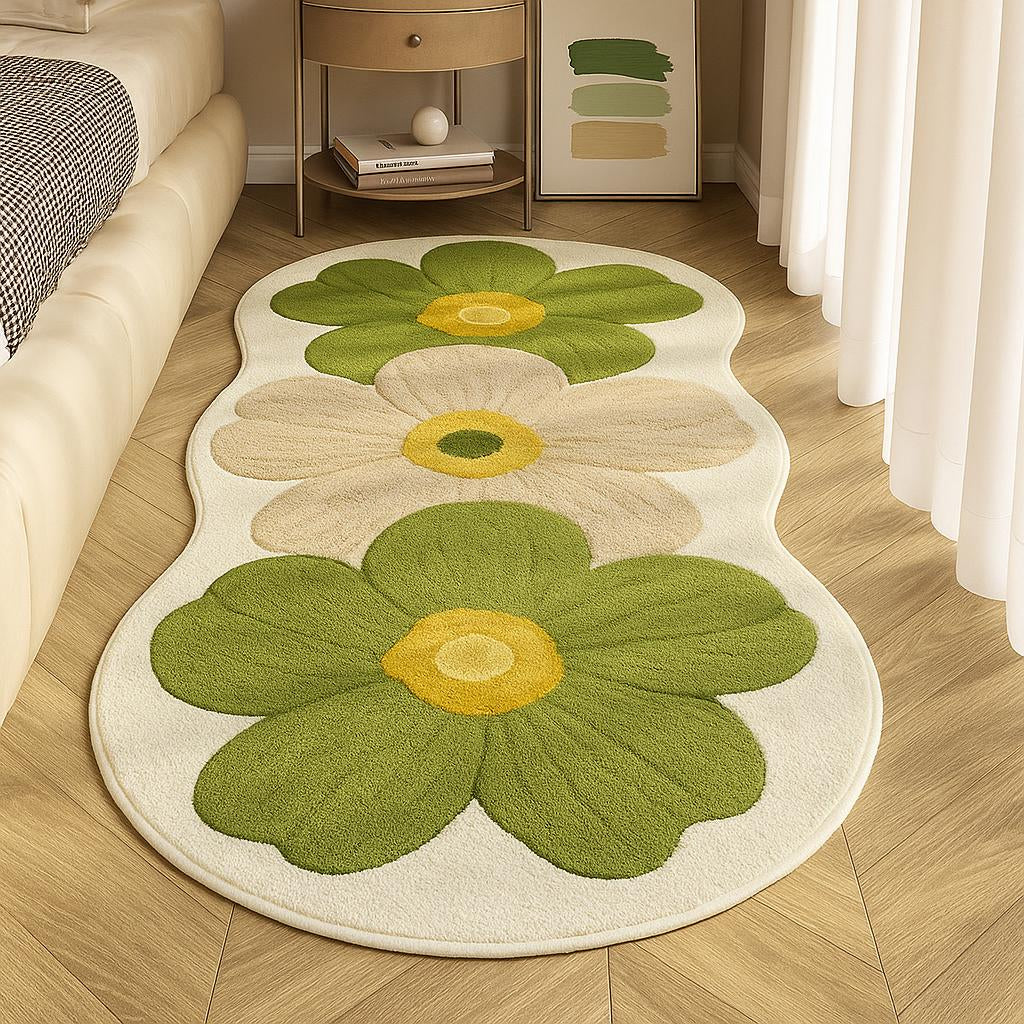 Non-Slip Backed Floral Area Rug | Cozy Plush Design for Soft Spaces
