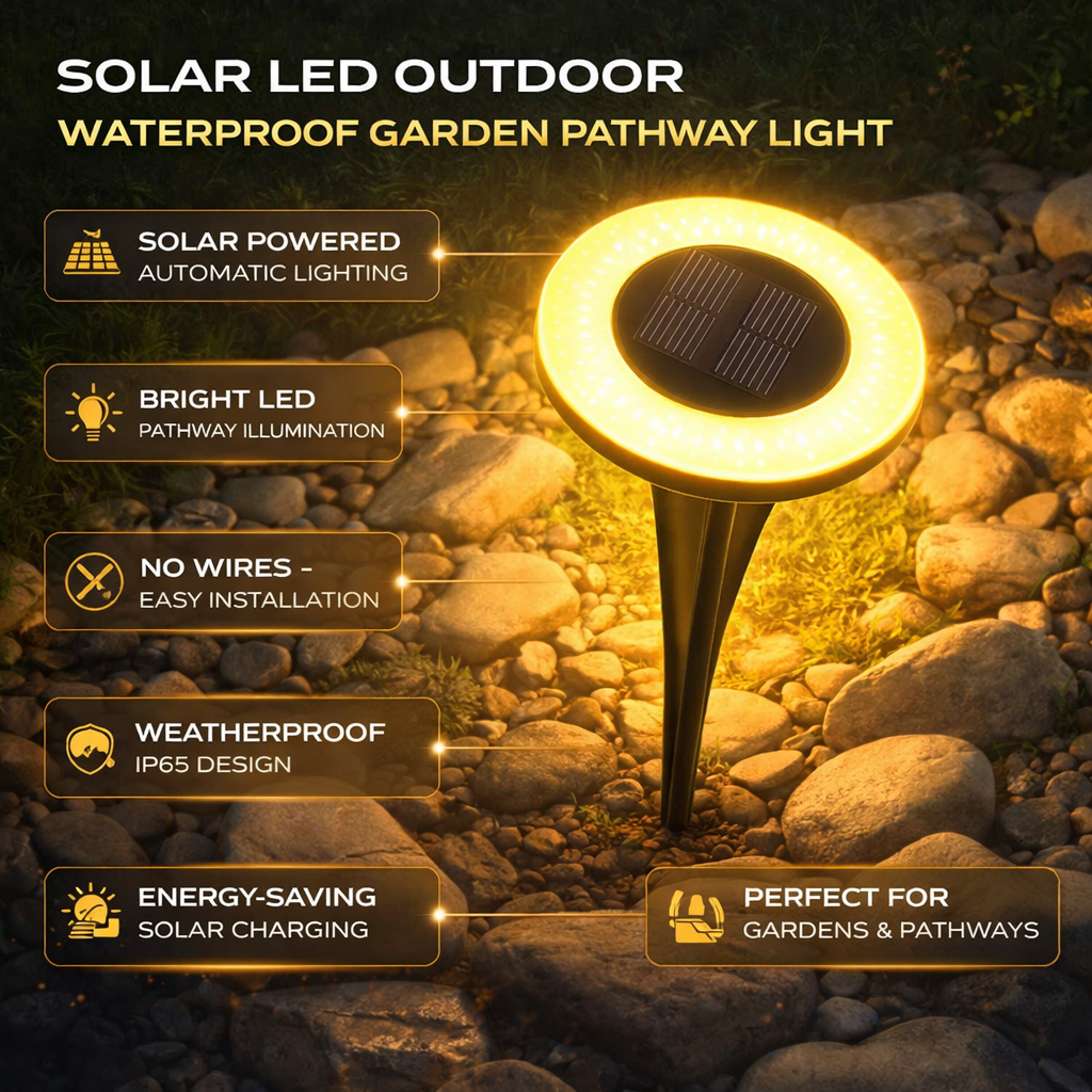 All-Weather Solar-Powered LED Pathway Lights for Your Yard