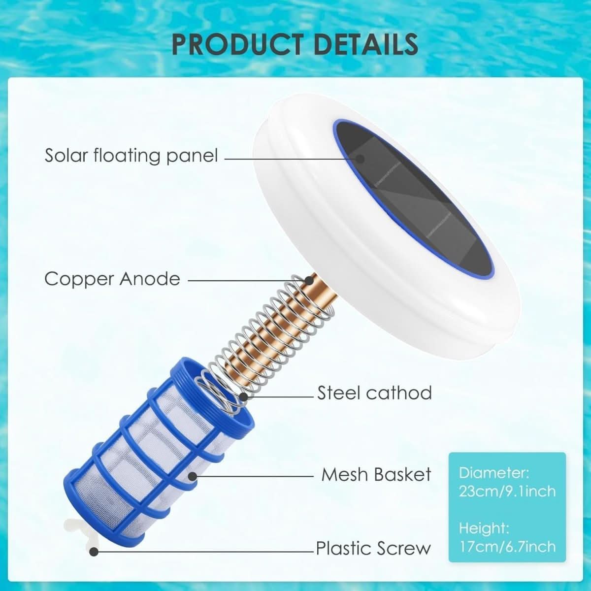EcoGlow Solar Pool Purifier with LED Ambiance