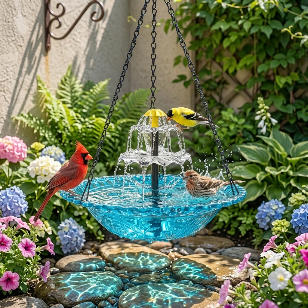 Two-Tier Solar Fountain for Bird Bath – Stylish Outdoor Decoration
