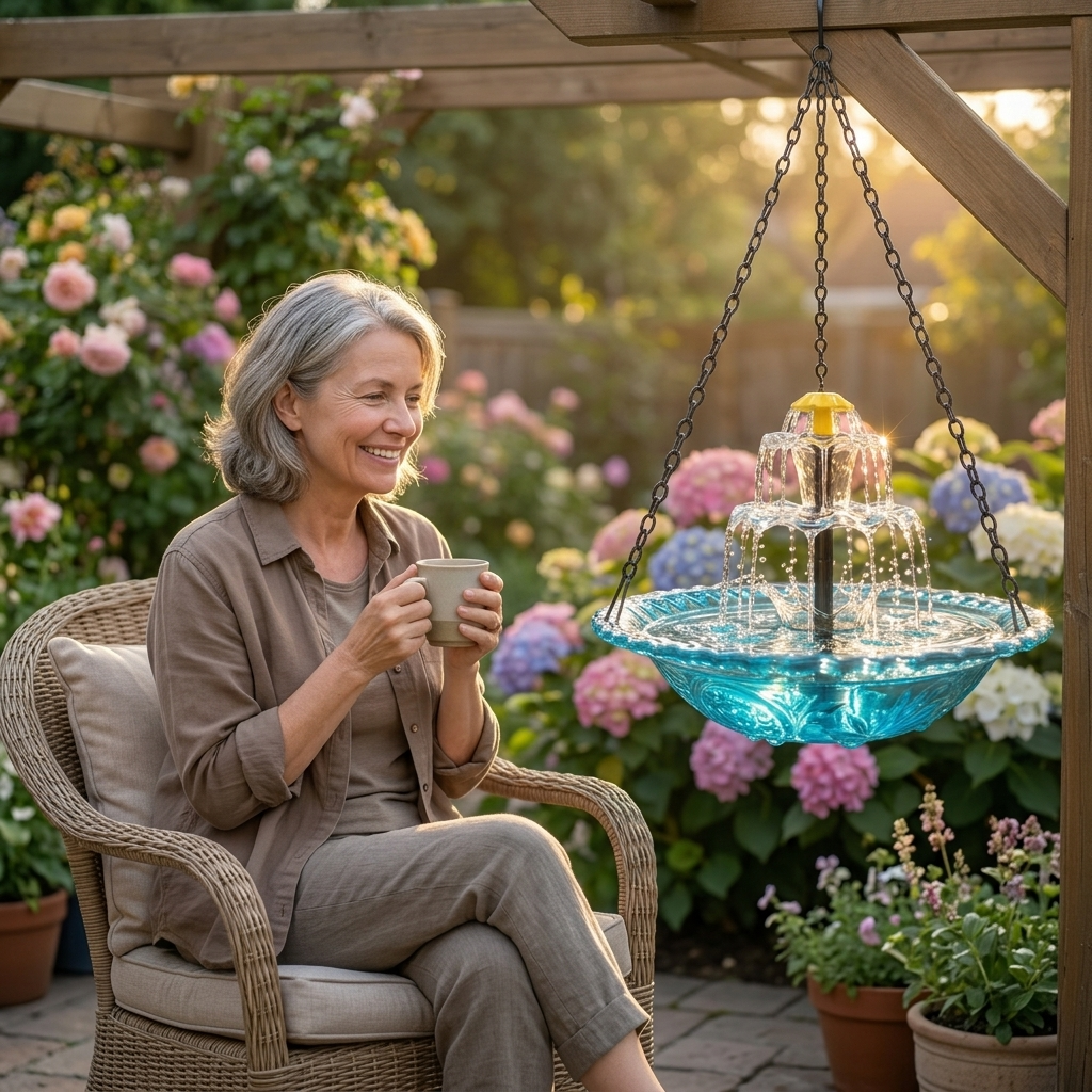 Two-Tier Solar Fountain for Bird Bath – Stylish Outdoor Decoration