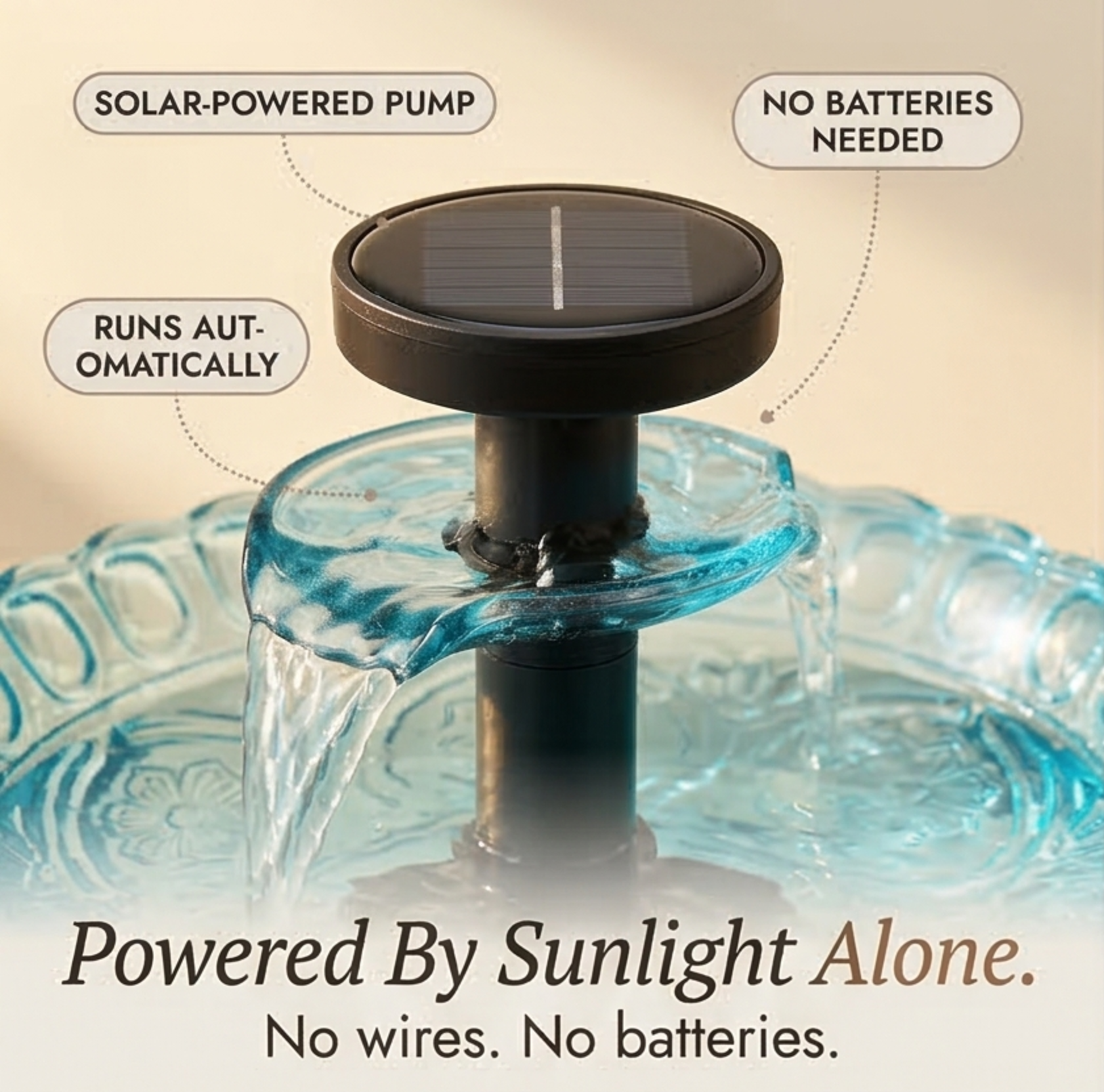 Two-Tier Solar Fountain for Bird Bath – Stylish Outdoor Decoration