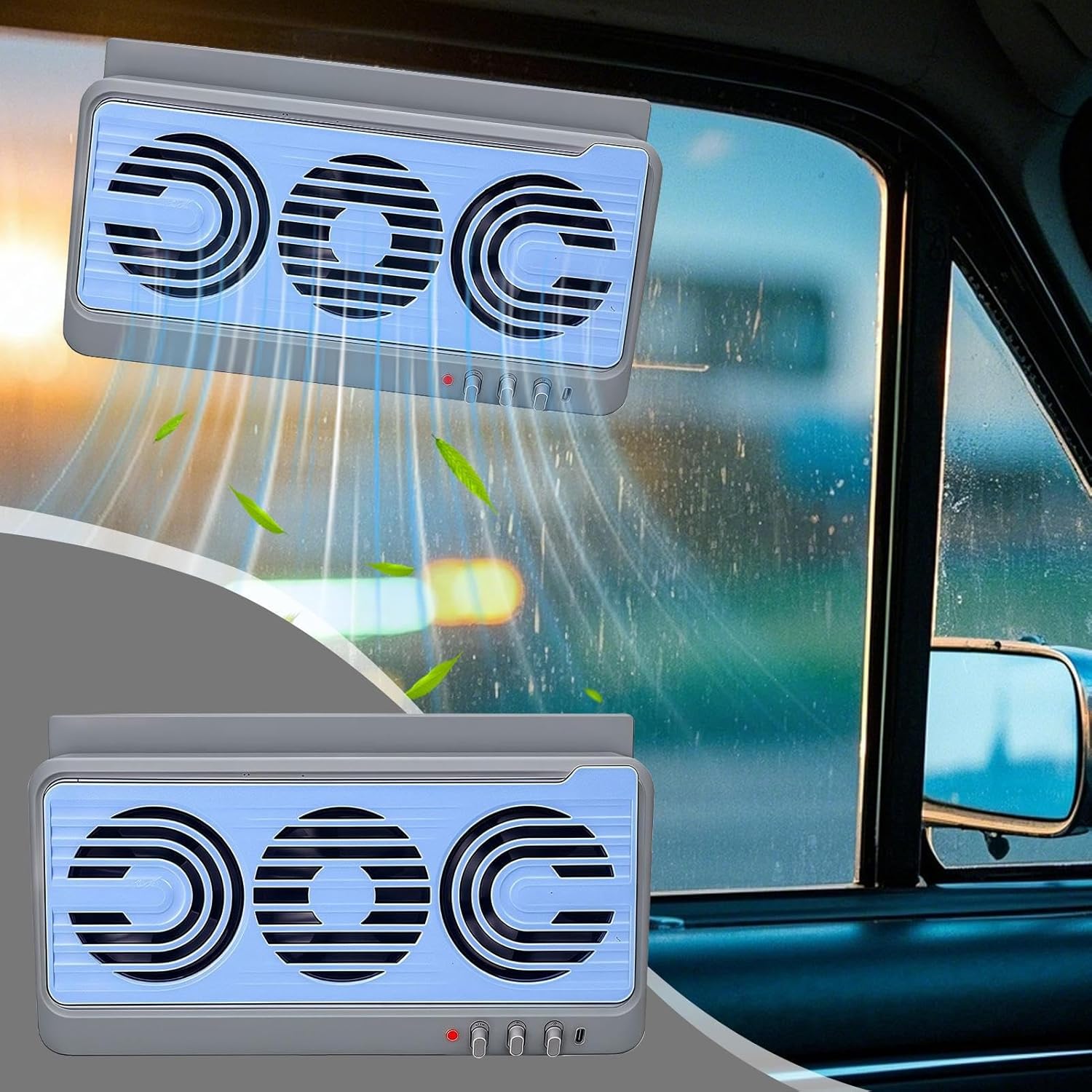 Lightweight Dual Duct Solar Fan for Car Windows – Year-Round Airflow