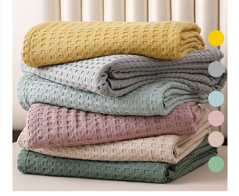 Taavita - Lightweight Summer Blanket Made of Cotton in Waffle Pattern, Airy & Breathable Comfortable