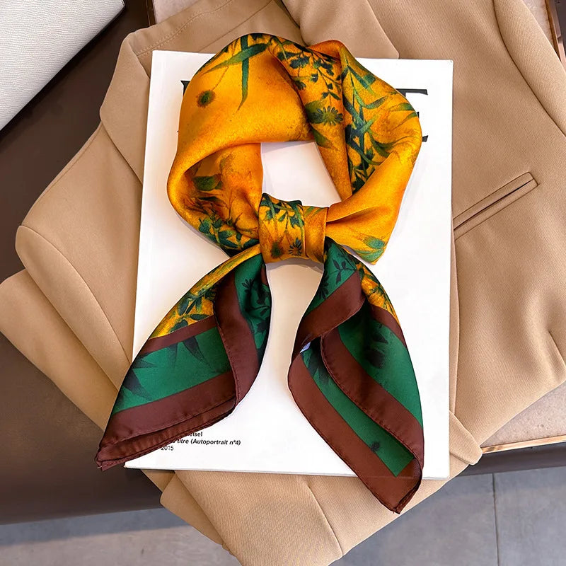 Plaid Silk Scarf – Versatile Charm Accessory