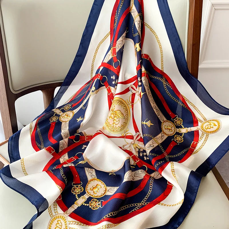 Plaid Silk Scarf – Versatile Charm Accessory