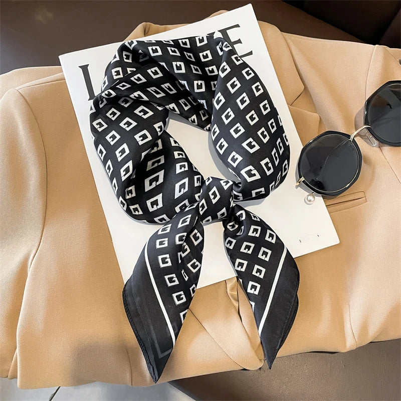 Plaid Silk Scarf – Versatile Charm Accessory