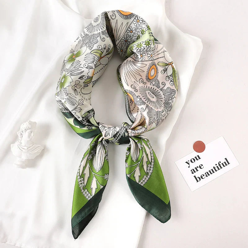 Plaid Silk Scarf – Versatile Charm Accessory