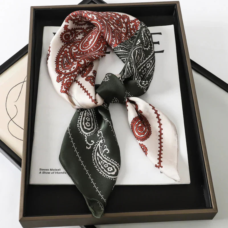 Plaid Silk Scarf – Versatile Charm Accessory