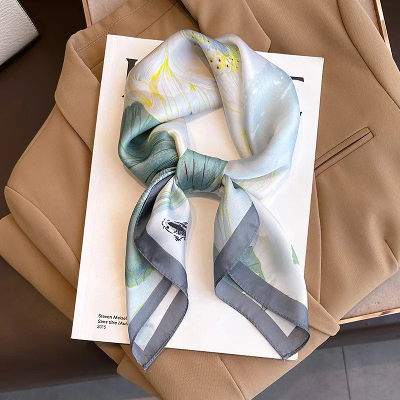 Plaid Silk Scarf – Versatile Charm Accessory