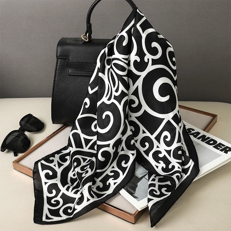 Plaid Silk Scarf – Versatile Charm Accessory
