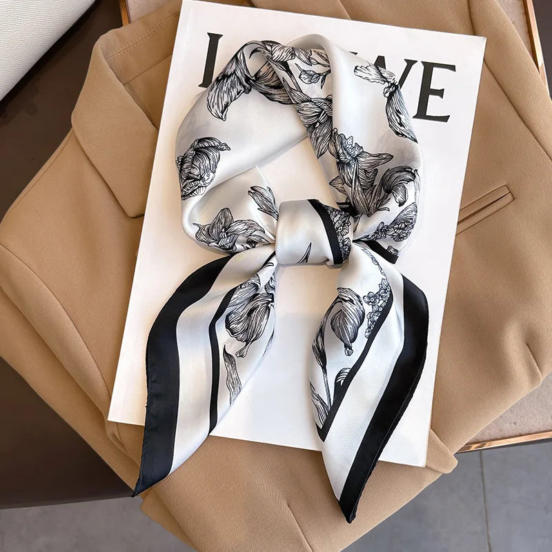 Plaid Silk Scarf – Versatile Charm Accessory