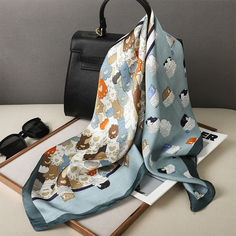 Plaid Silk Scarf – Versatile Charm Accessory