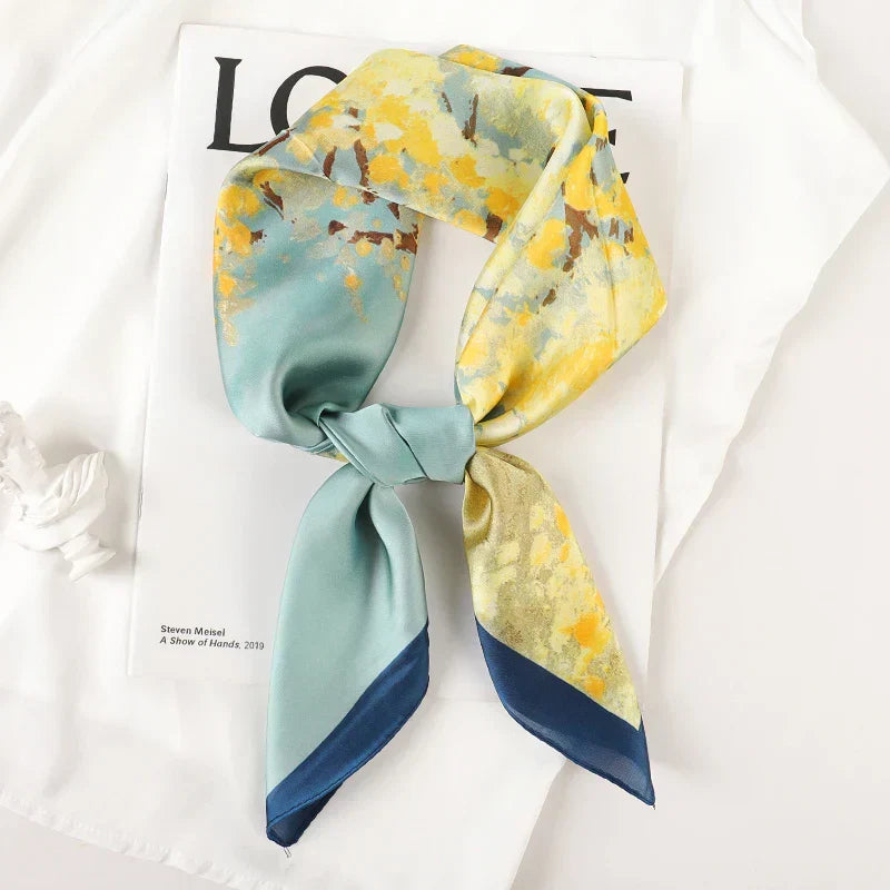 Plaid Silk Scarf – Versatile Charm Accessory