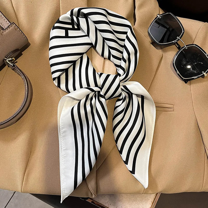 Plaid Silk Scarf – Versatile Charm Accessory
