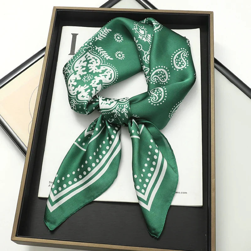 Plaid Silk Scarf – Versatile Charm Accessory
