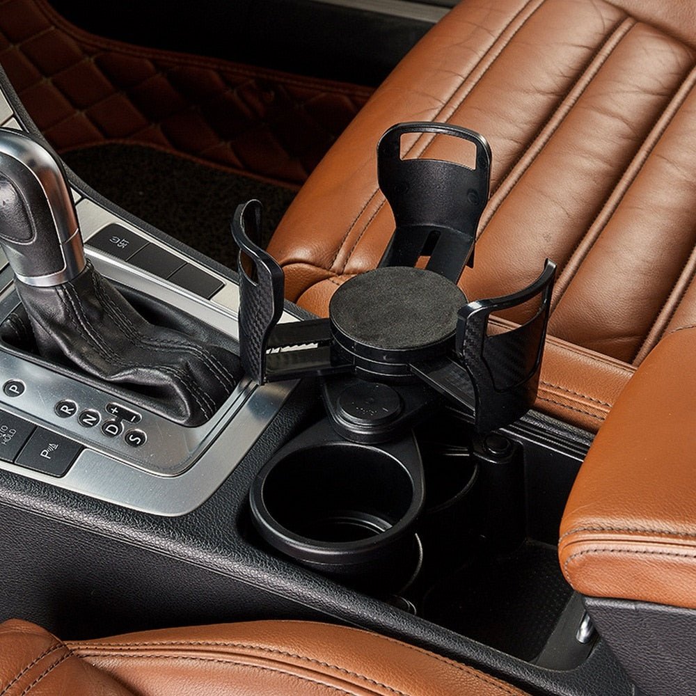 2-in-1 Car Cup Holder with Adjustable Base and Rotating Design
