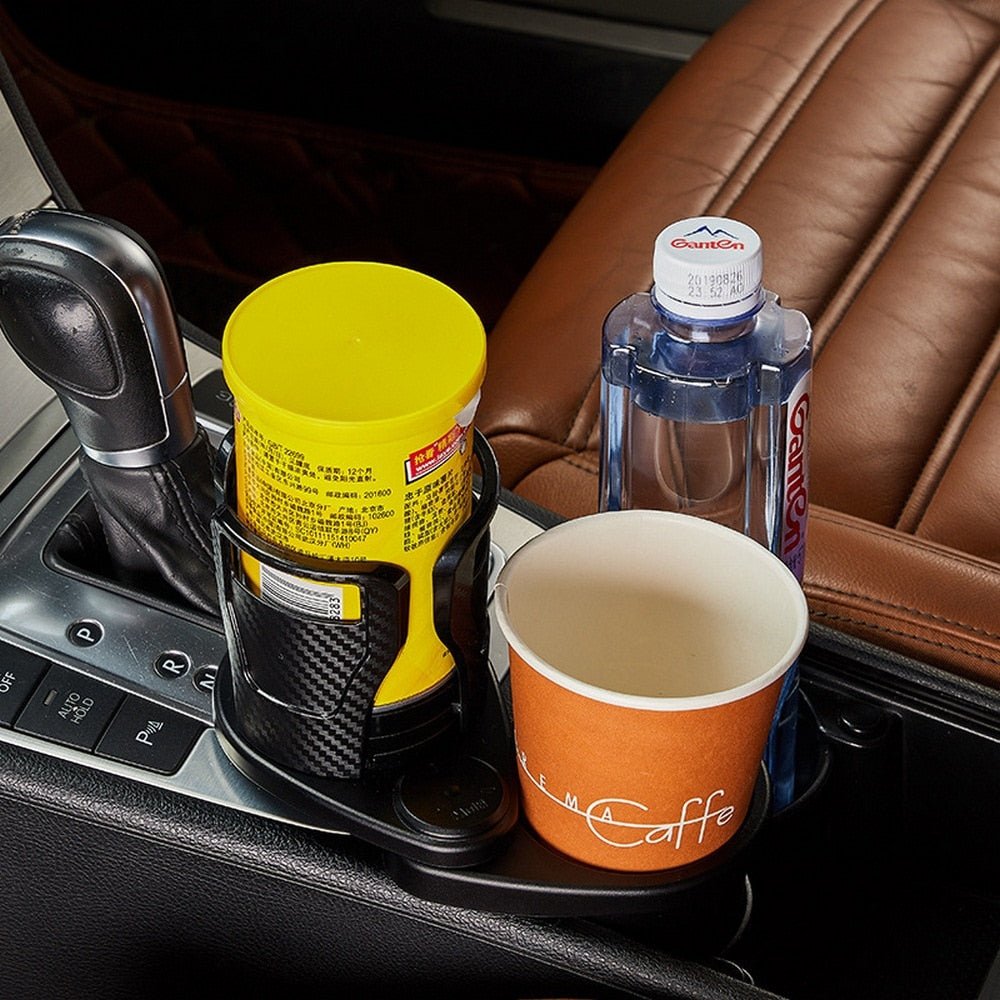 2-in-1 Car Cup Holder with Adjustable Base and Rotating Design