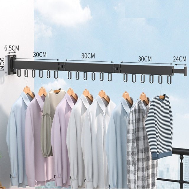 Wall-Mounted Clothes Drying Rack with Retractable Design for Small Spaces
