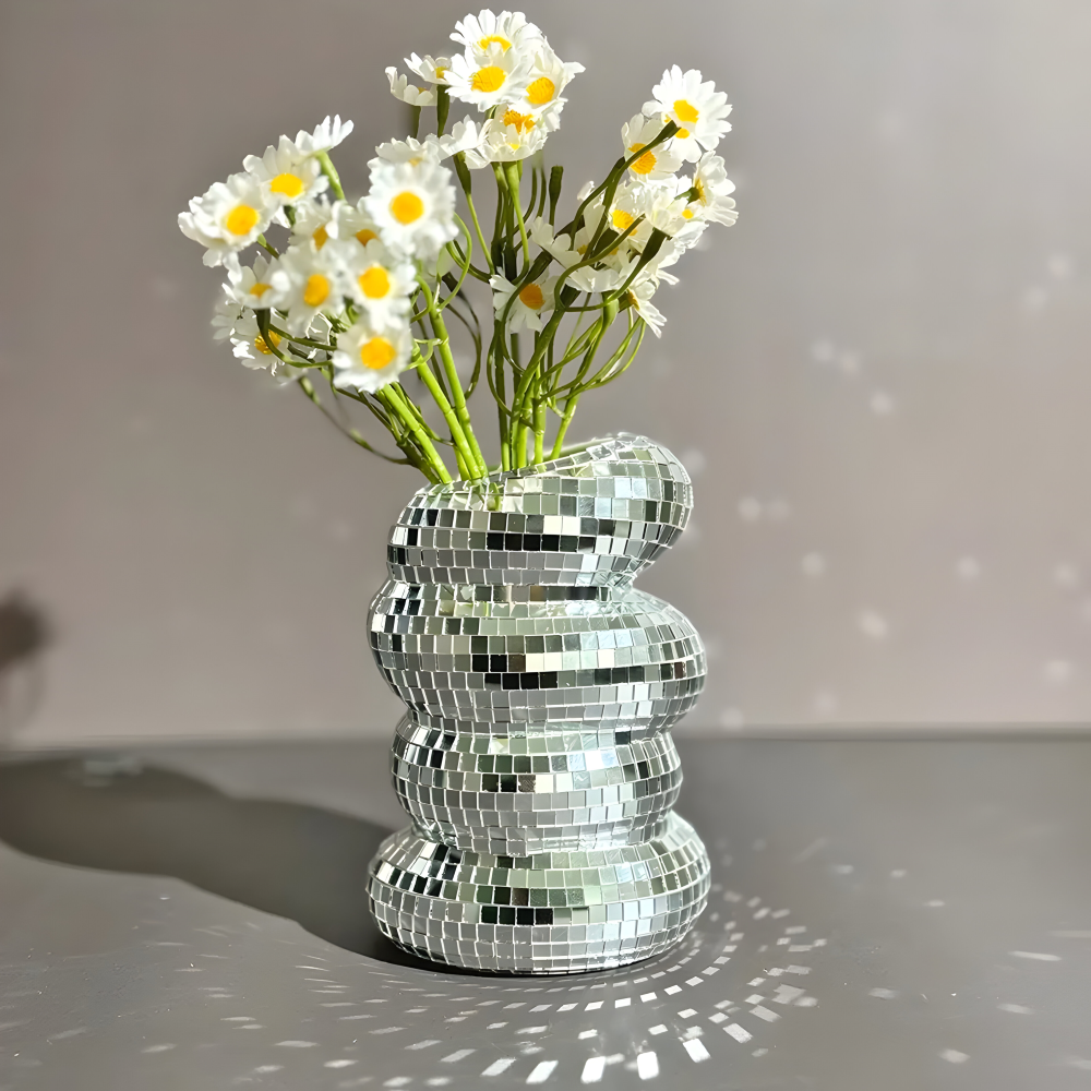 Spiral Design Vase with Mirror Tile Finish