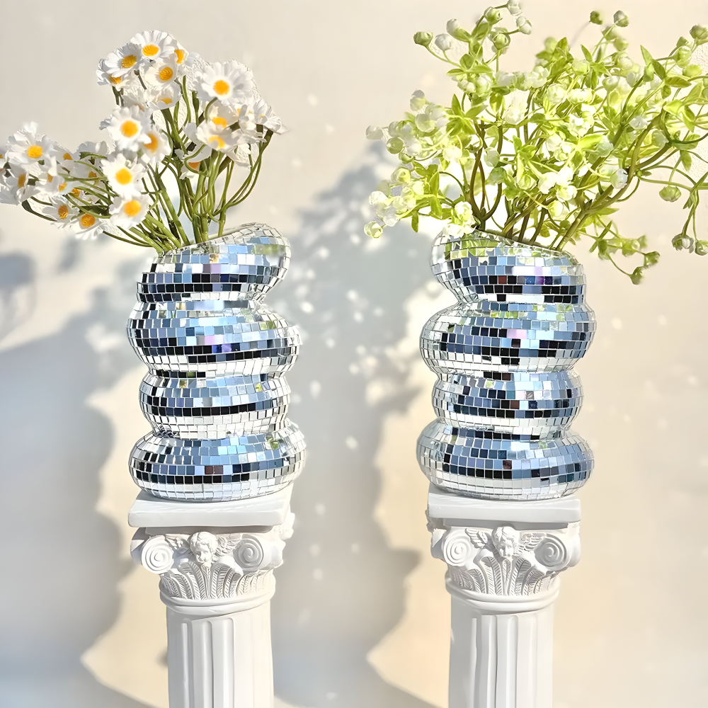 Spiral Design Vase with Mirror Tile Finish