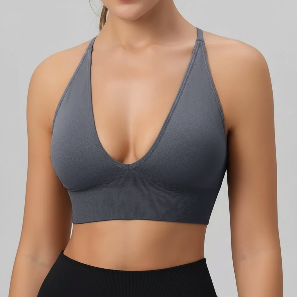 Elevate Your Workout with the Luxe V-Neck Longline Sports Bra