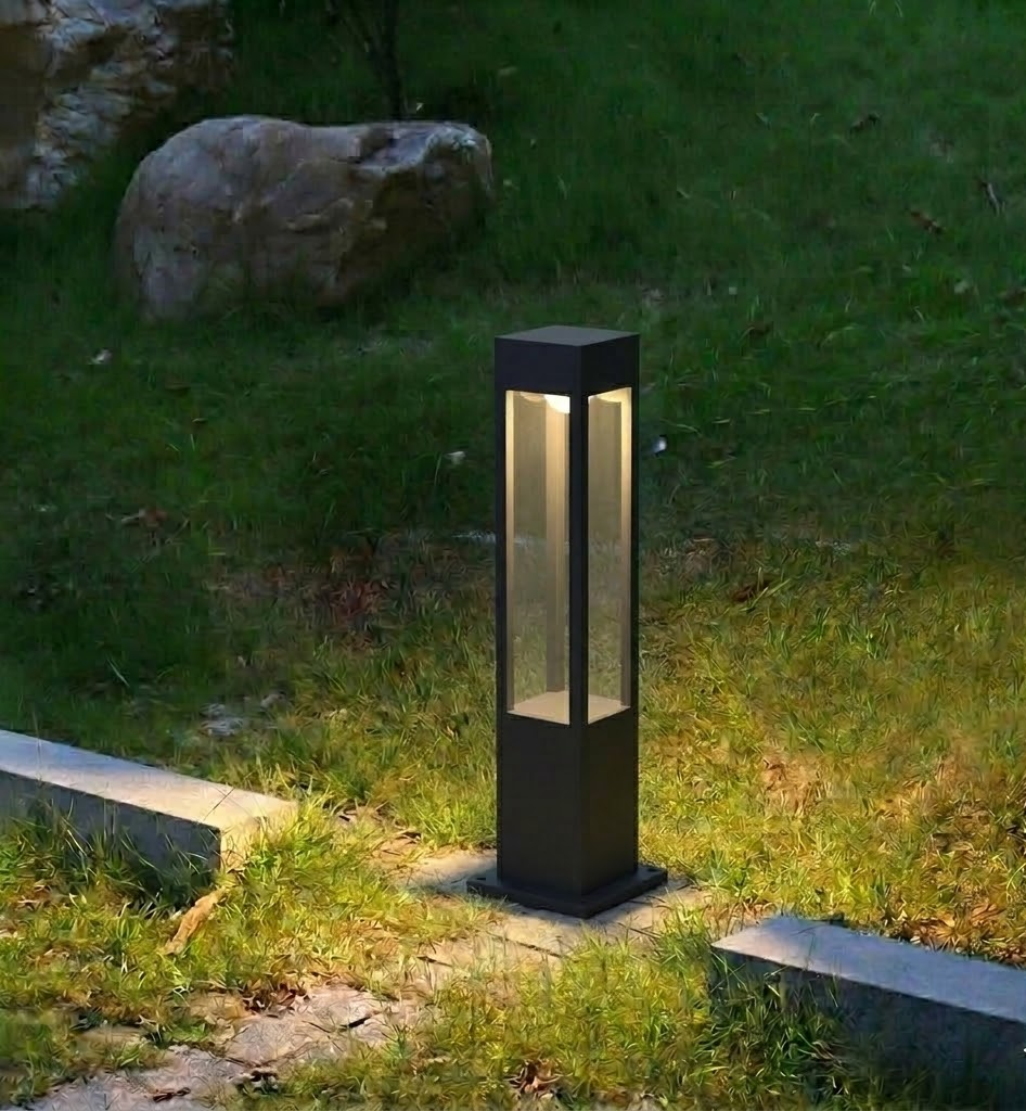 Sleek Waterproof LED Garden Path Light in Black Aluminum