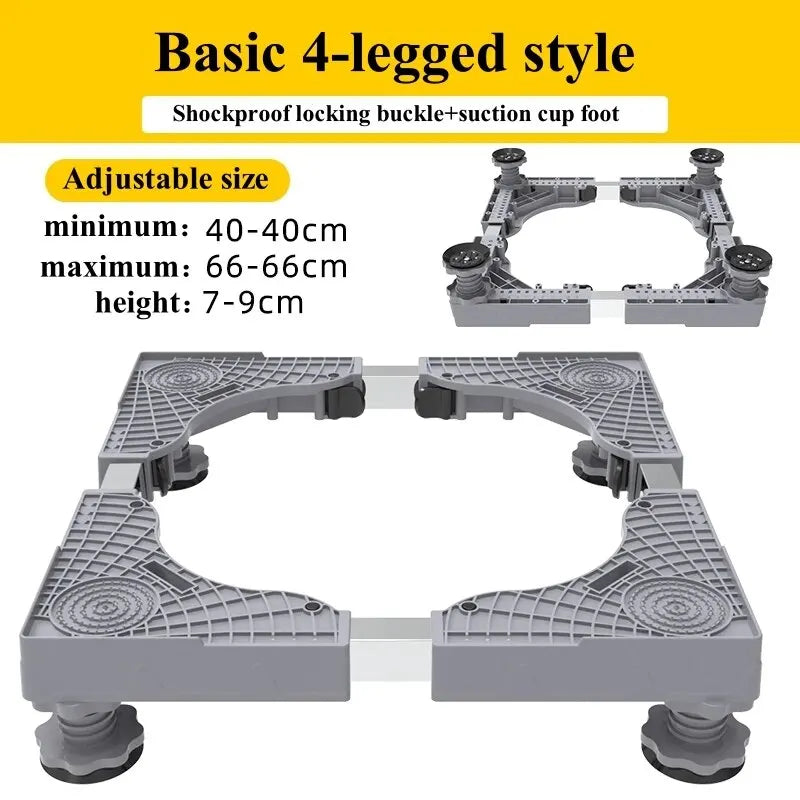 Height Adjustable Roll Base with Shock Absorption for Appliances – Lockable Wheels for Mobility