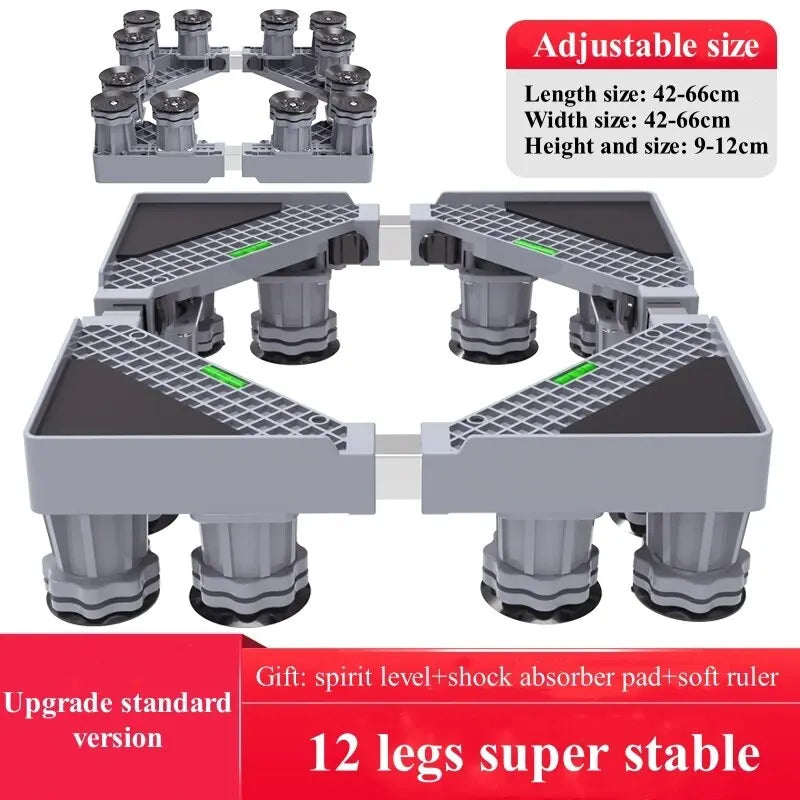 Height Adjustable Roll Base with Shock Absorption for Appliances – Lockable Wheels for Mobility
