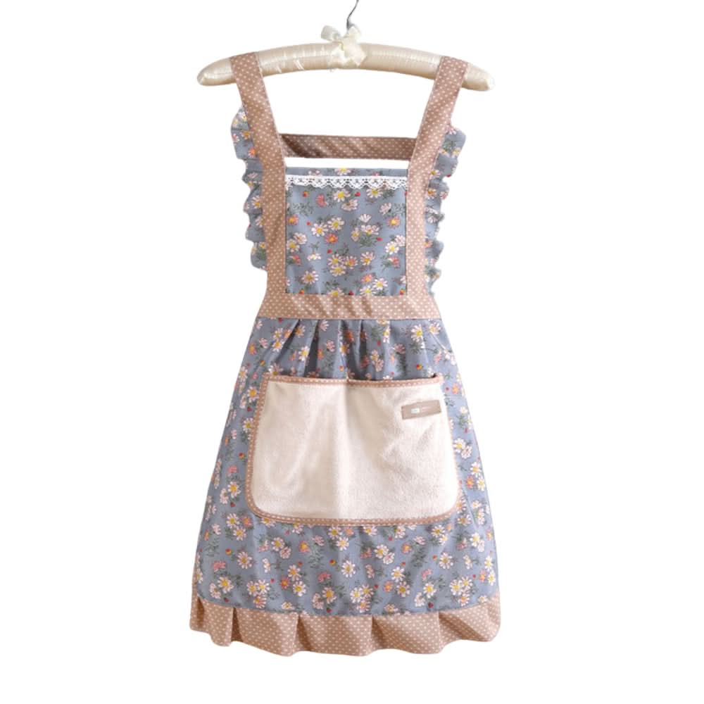 Floral Print Cotton Apron for Kitchen Use