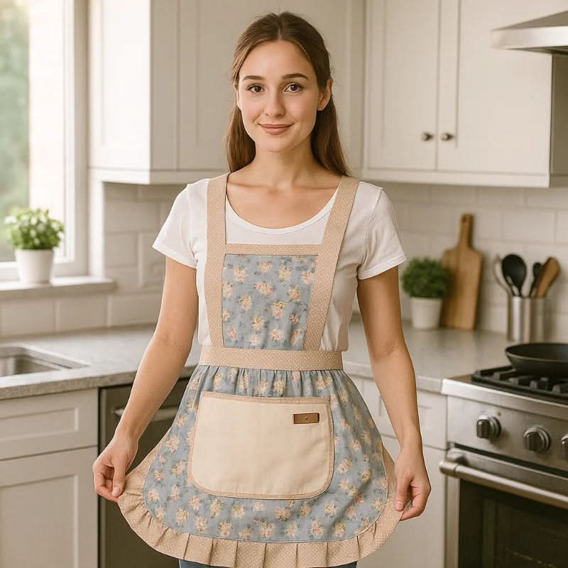 Floral Print Cotton Apron for Kitchen Use