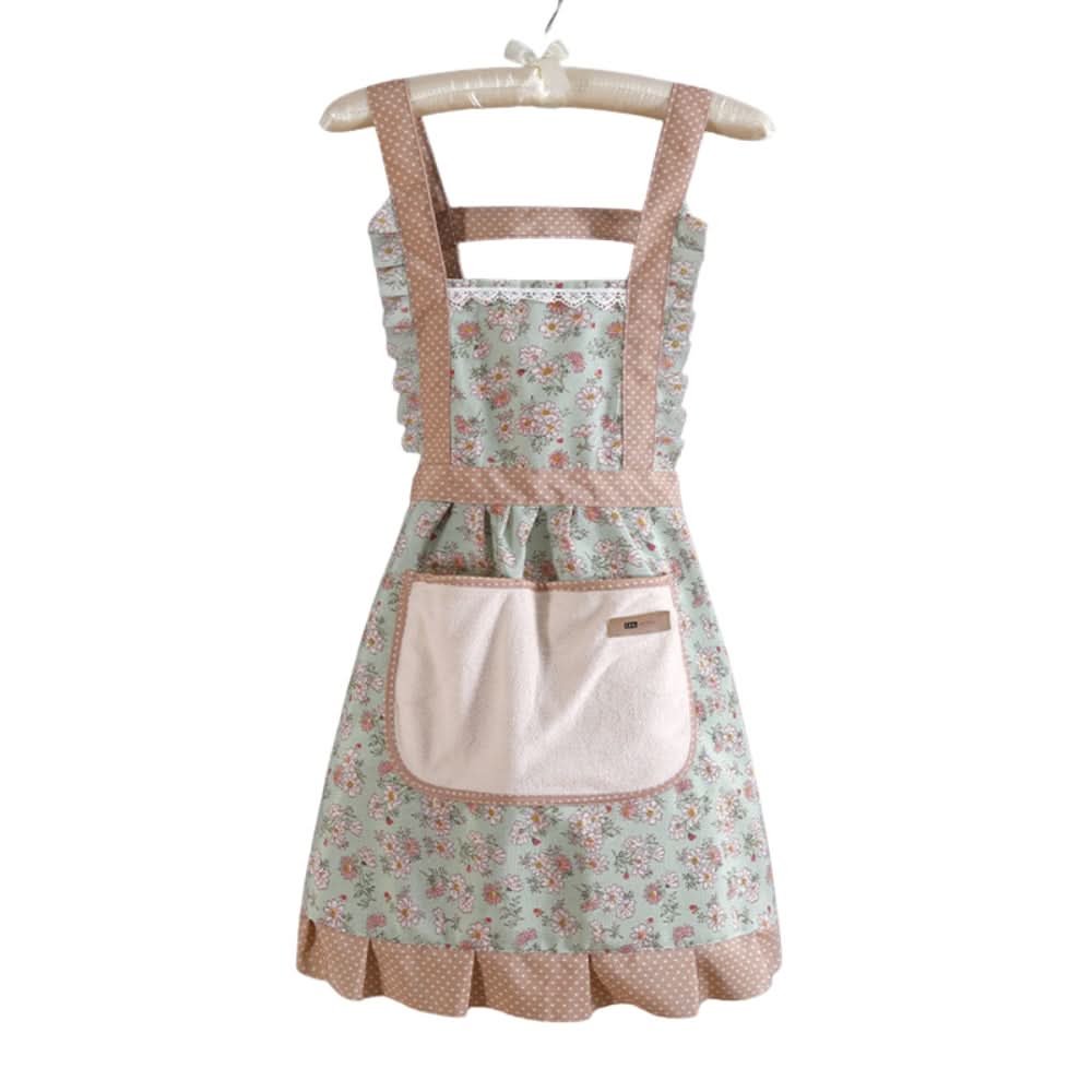 Floral Print Cotton Apron for Kitchen Use