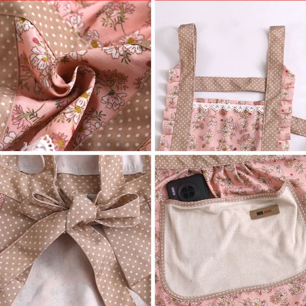 Floral Print Cotton Apron for Kitchen Use