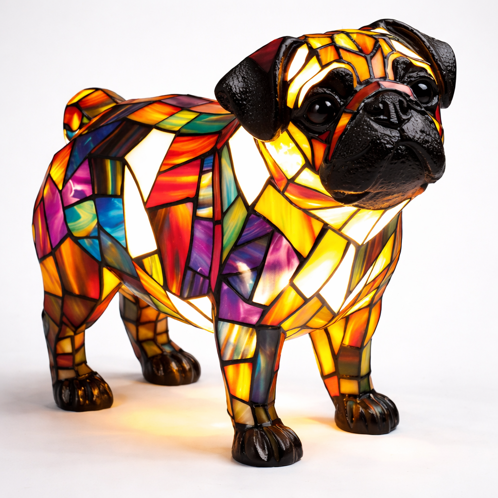 Whimsical Canine Mosaic Lamp with Soft LED Glow for Home