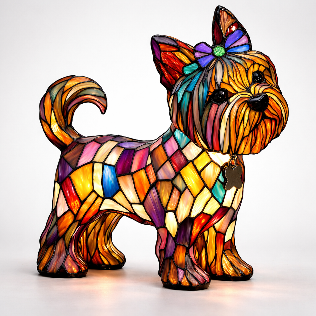 Whimsical Canine Mosaic Lamp with Soft LED Glow for Home