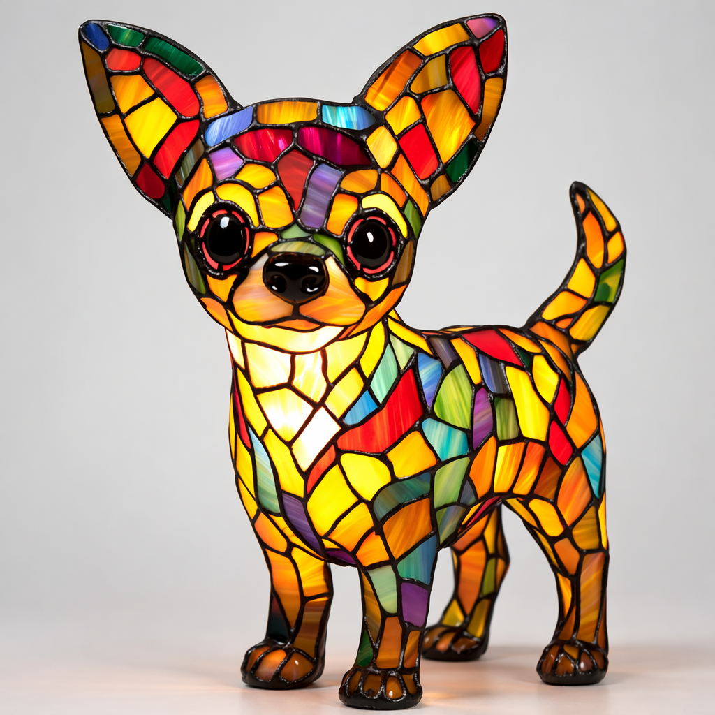 Whimsical Canine Mosaic Lamp with Soft LED Glow for Home