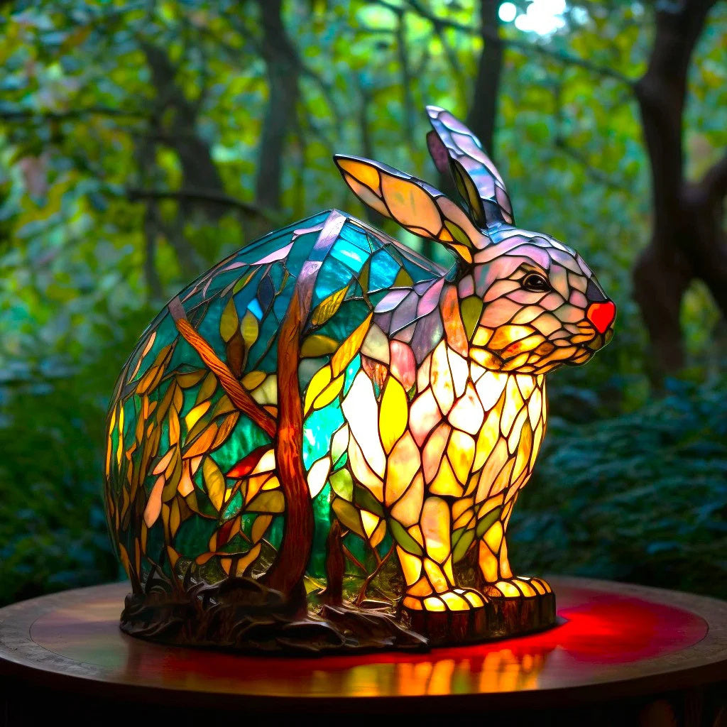 Charming Animal-Themed Stained Glass Table Lamp