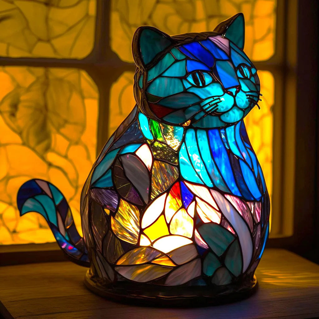 Charming Animal-Themed Stained Glass Table Lamp
