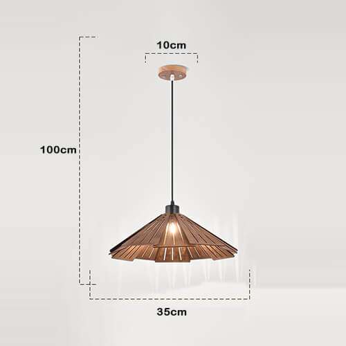 Straw hat hanging lights - Retro wooden lamp for kitchen island