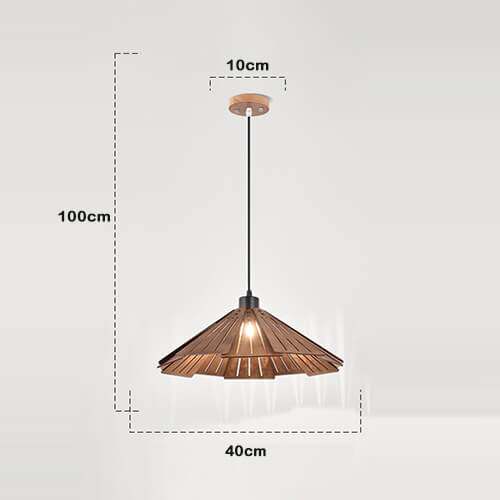 Straw hat hanging lights - Retro wooden lamp for kitchen island