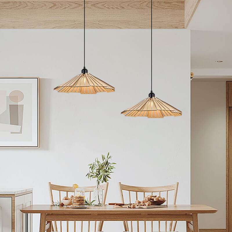 Taavita Shape Hanging Lamps - Retro Wooden Lamp for Kitchen Island/Dining - Living Room Lighting Fixture