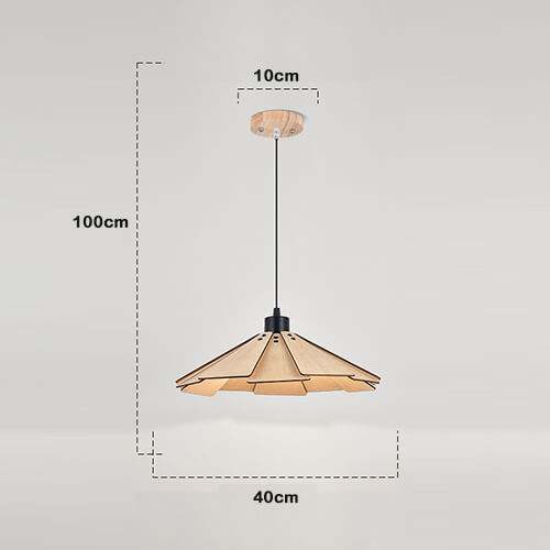 Straw hat hanging lights - Retro wooden lamp for kitchen island brown color