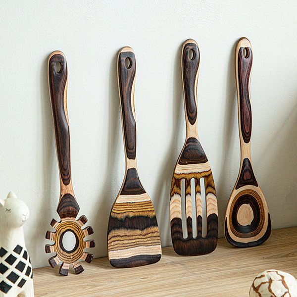 Striped Wooden Cooking Utensil: Elevate Your Culinary Experience with Elegant Wooden Craftsmanship