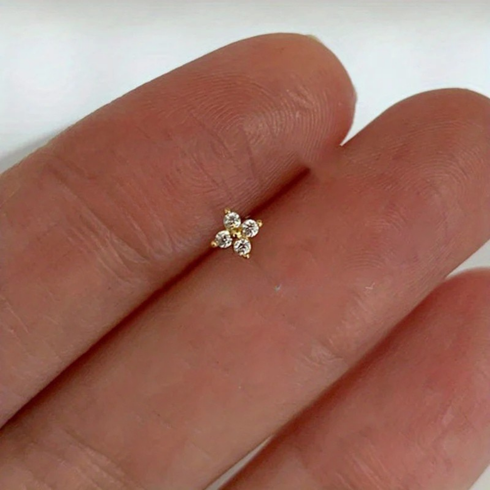 Elegant Floral Stud Earrings with Birthstone Accent
