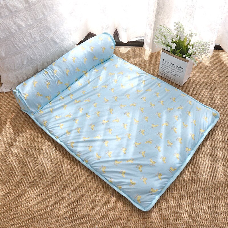 Self-Cooling Pet Mat with Plush Pillow for Summer Comfort