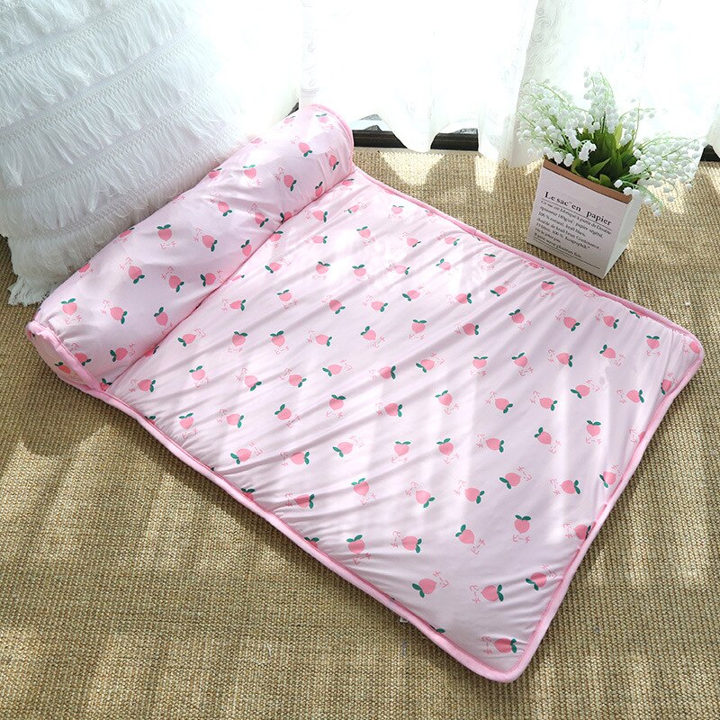 Self-Cooling Pet Mat with Plush Pillow for Summer Comfort