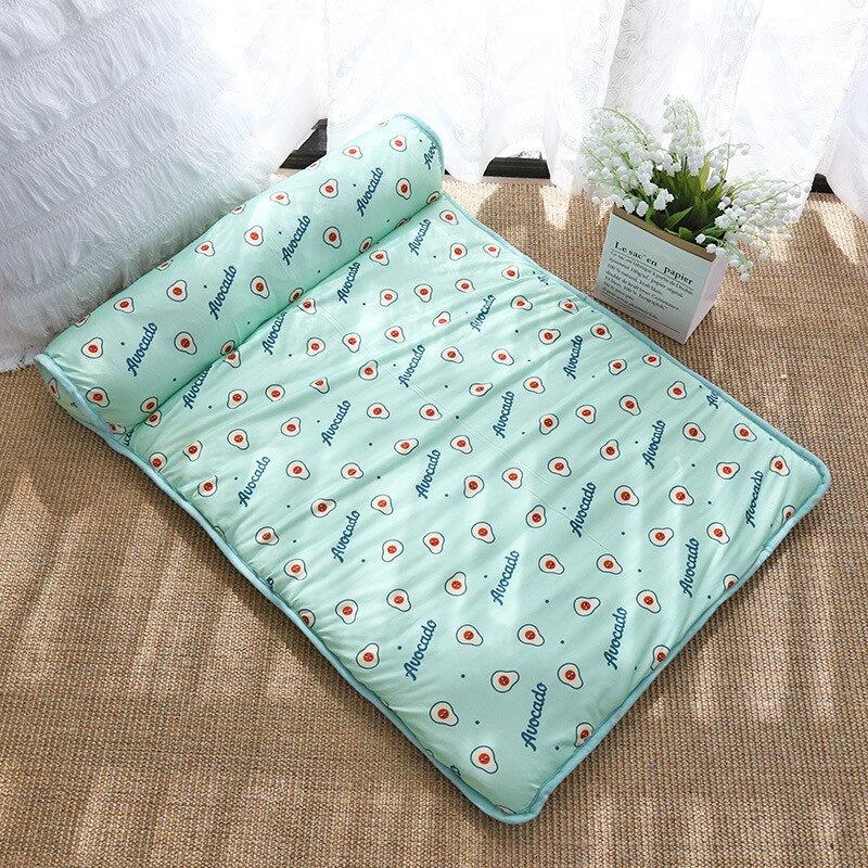 Self-Cooling Pet Mat with Plush Pillow for Summer Comfort