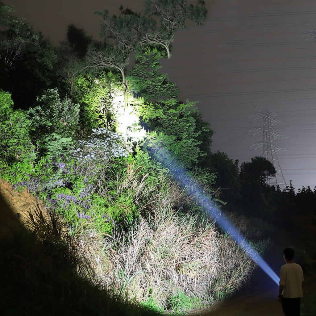 BrightBeam Tactical Rechargeable Aluminum Flashlight for Outdoors